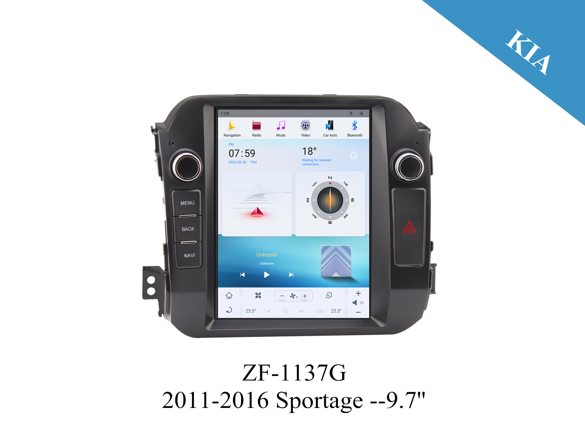 Kia Sportage 9.7 inch Tesla Style Apple CarPlay Android Radio Upgrade